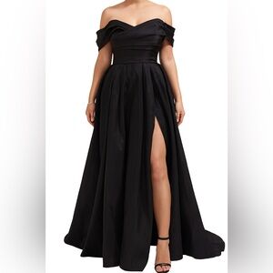 Elegant Black Off-Shoulder Evening Gown